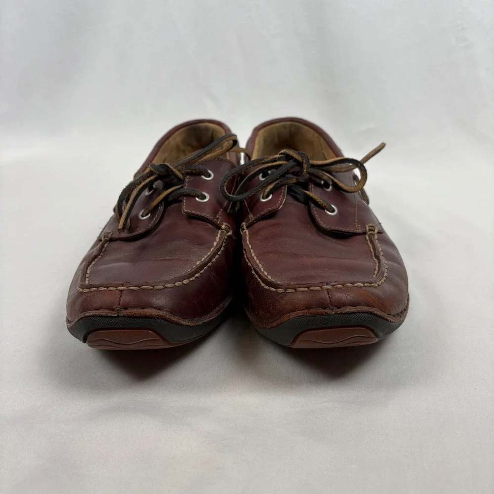 Timberland Boat Shoes Mens 9 Brown Leather Two-Eyed Smart Comfort Casual Loafers